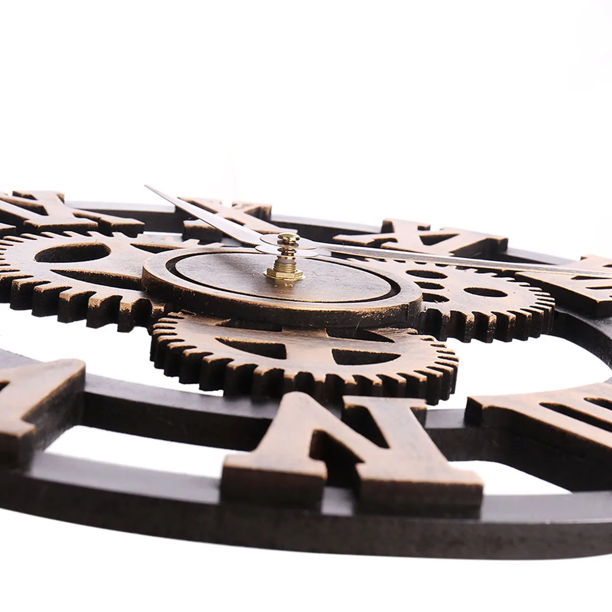 

40cm Diameter Vintage 3D Gear Retro Wall Vintage Wall Clock Clock Retro Quartz Movement Wooden Gear Home Decor