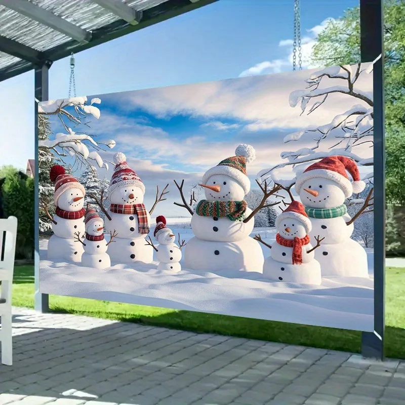 VIKAMA Snowy Christmas Trees Tapestry, Winter Wonderland Falling Snow, Xmas Wall Hanging for Home Party Bedroom Decor