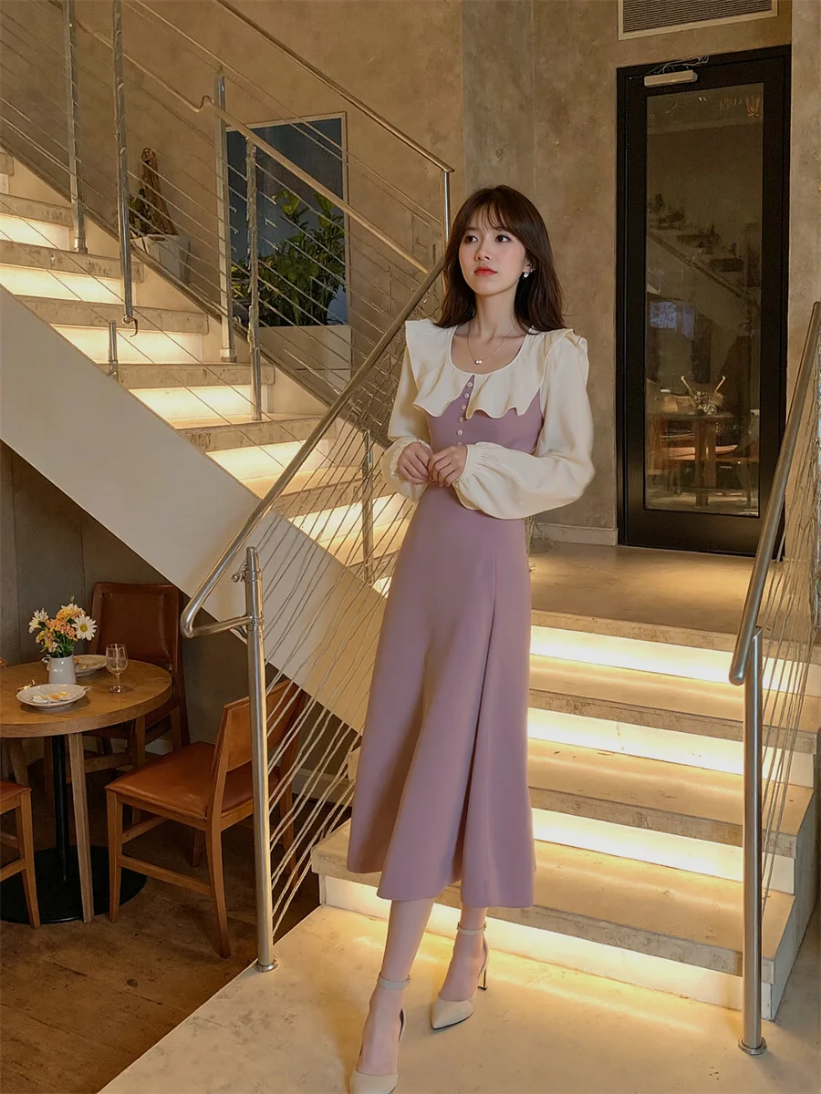 Women'S Dress Alt Flounced Edge Mid-Calf A-Line Structured Students Stylish Suitable Summer Sundresses Sunscreen Suspended