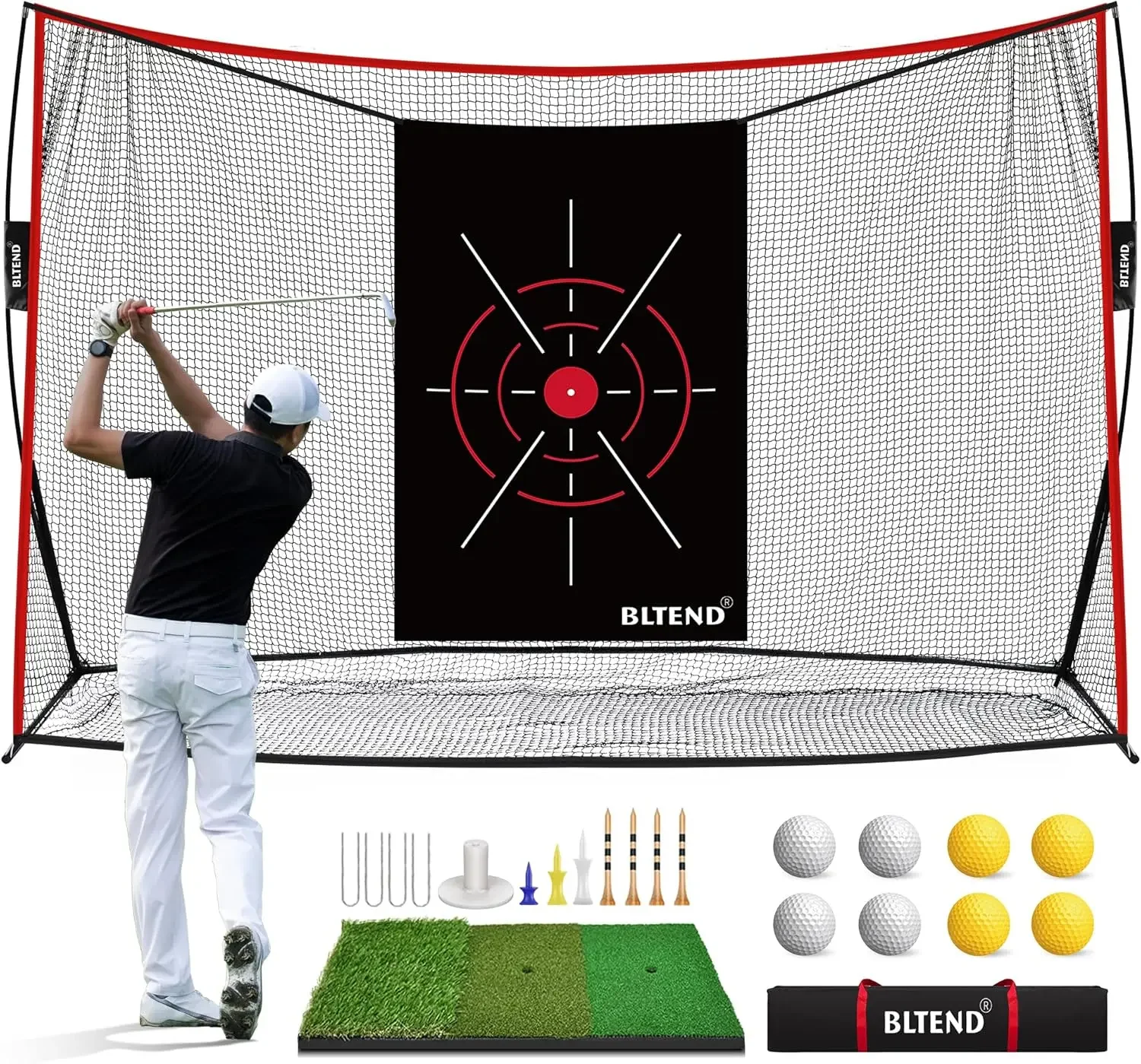 Golf Net - 10x7ft  Practice Nets for Backyard Driving - Heavy Duty  Hitting Net with Turf  Mat - Personal