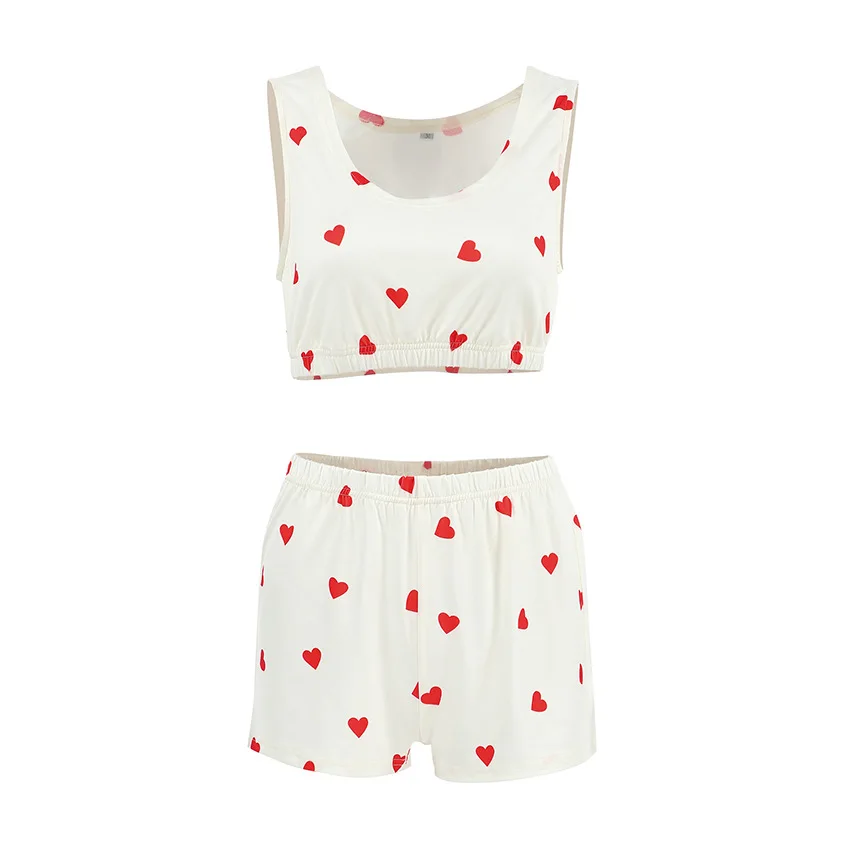 Pajamas Sets 2025 New Sleeveless Undershirt Stretch Shorts 2-piece Knitted Soft Ladies Loungewear Clothes for Girl Sleepwear