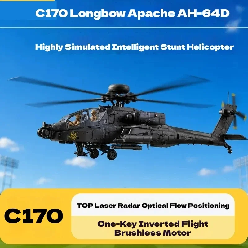 Helicóptero armado RC Era RC Apache de 6 canales con posicionamiento de flujo óptico, vuelo invertido con una tecla, C170 para exteriores, para adultos aficionados