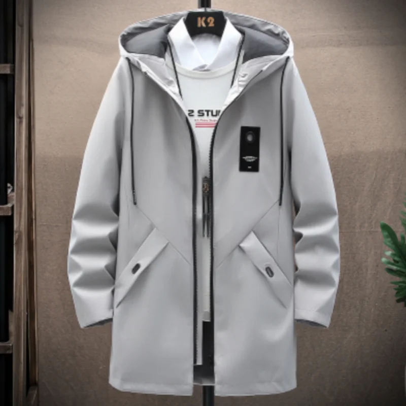 2023 Spring and Autumn New Men's Classic Fashion in The Long Windbreaker Men's Casual Loose Large Size High-Quality Coat