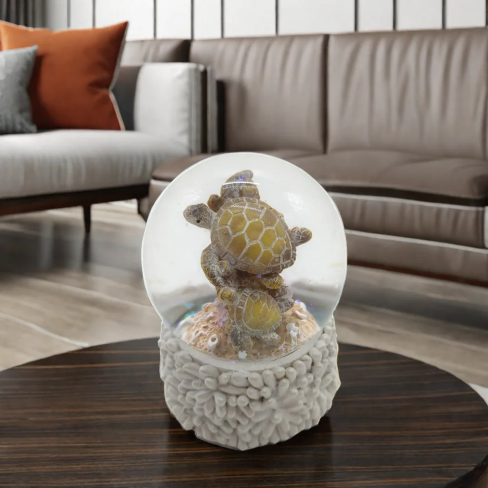 Customizable Resin Water Globe Turtle Coral Base Eco-Friendly Home Decoration with Artificial Style Tourist Souvenir