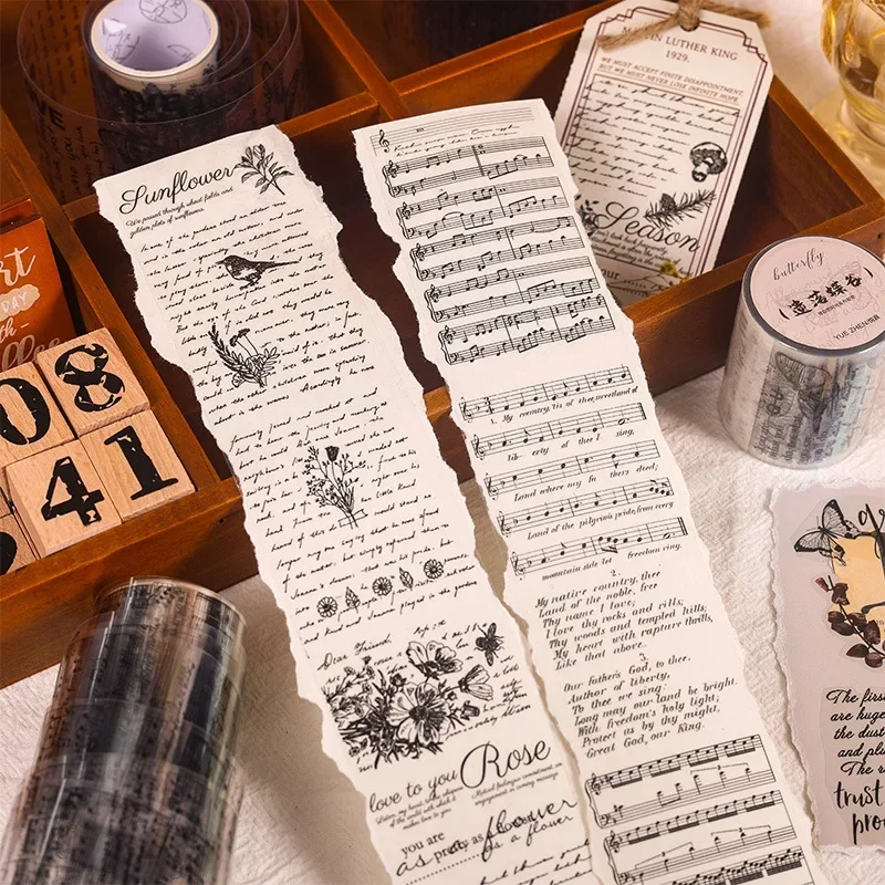 50mm*3m Vintage Letters PET Tapes Sticker Decorative collage Adhesive Diy Scrapbooking hand made Masking tape