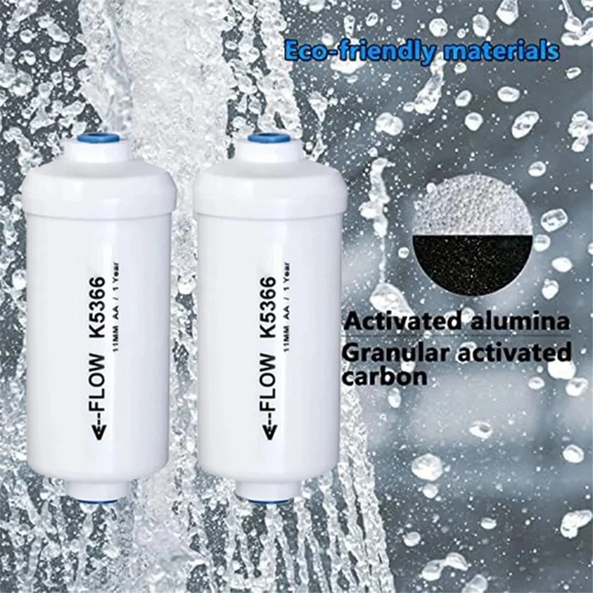Filtro acqua al fluoro di ricambio da 2 pezzi K5366 compatibile con elementi di purificazione del sistema di filtraggio dell'acqua