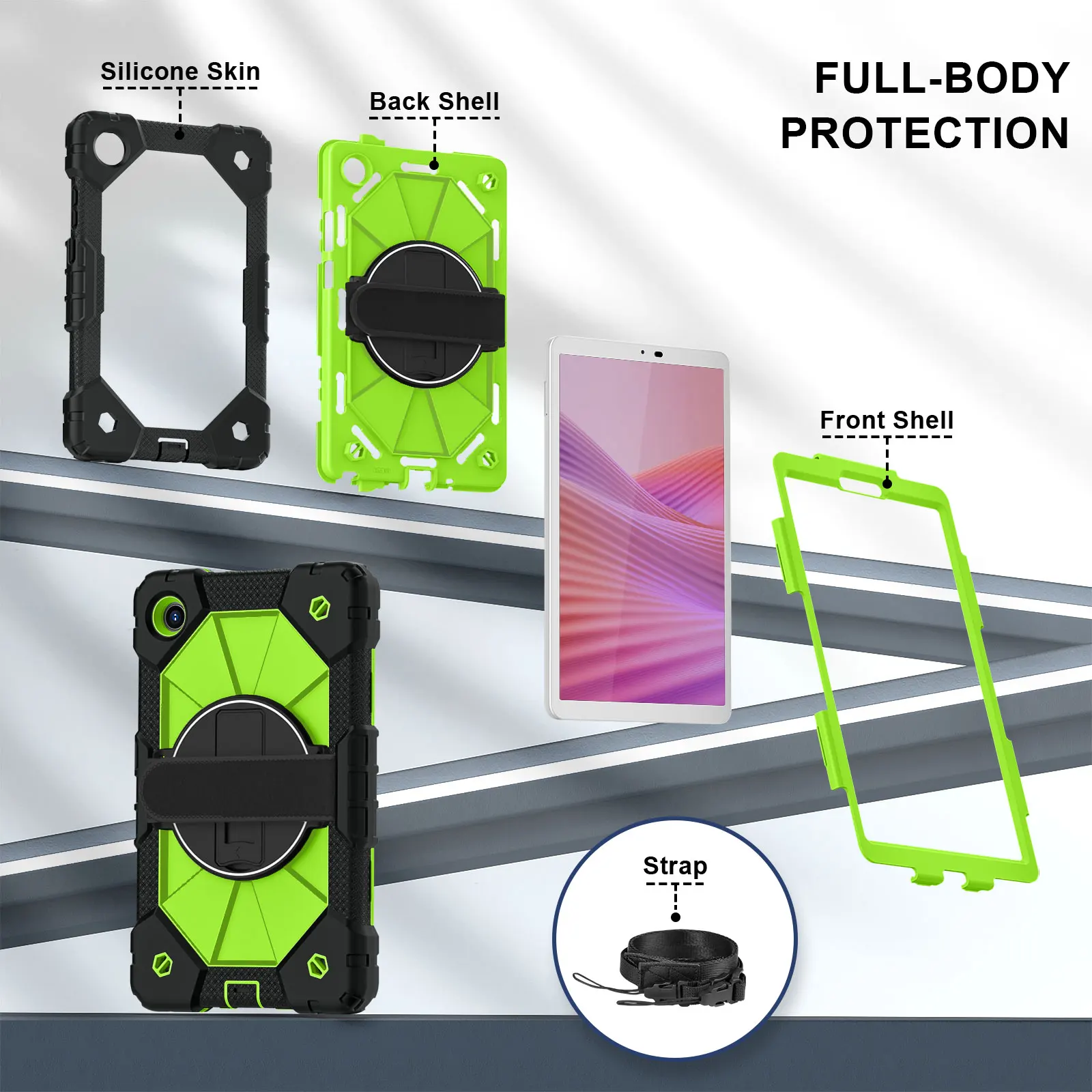 

For Lenovo Tab One 8.7" 2025 K9 Tablet Case With Foldable Bracket 360 degree rotate stand Cover For Lenovo TB305ZU TB305FU