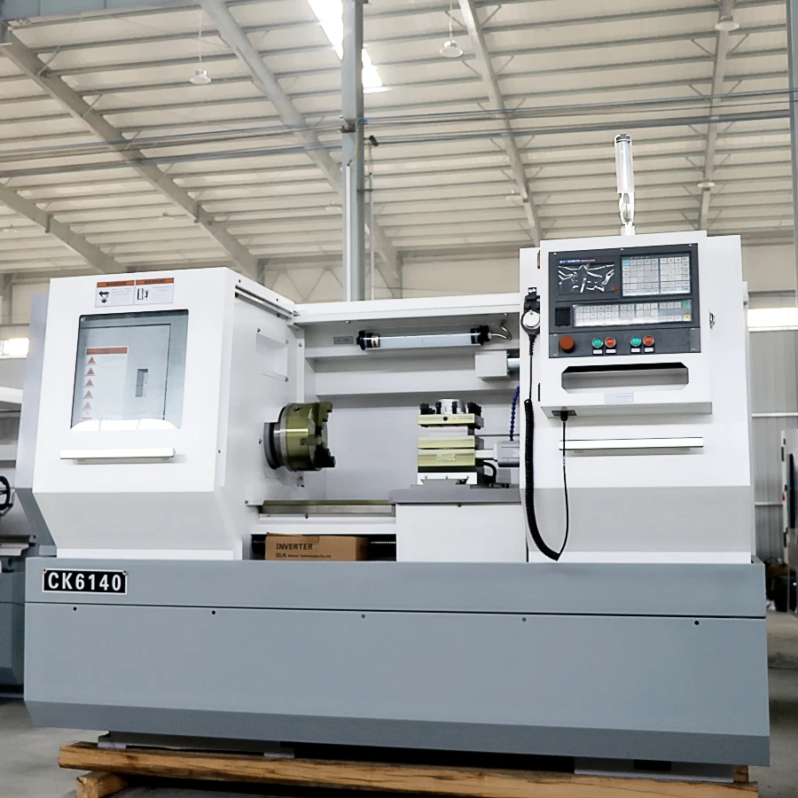 CK6150 High-Precision 2-Axis Horizontal Flat Bed CNC Lathe Heavy-Duty Metal Woodworking Nylon Cutting Equipped GSK System High