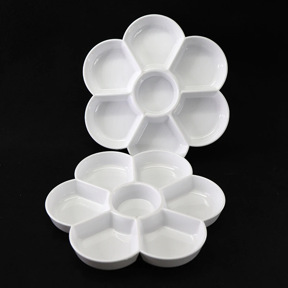 

2pcs Painting Watercolor Imitation Ceramic Plum Blossom Shaped Trays For Oil Pigment Color Mixing Art Portable