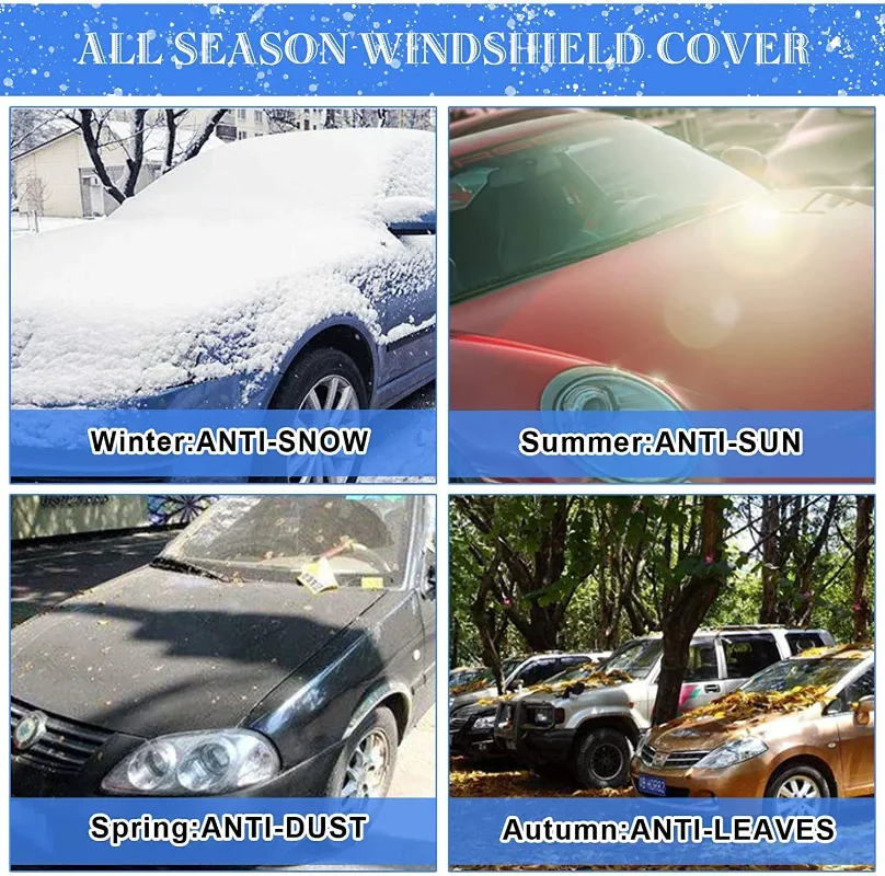 Car Windshield Snow Frost Magnetic Cover 4-Layer Magnetic Sun Shade Anti Snow Frost Ice Cover Protector Winter Car Accessories