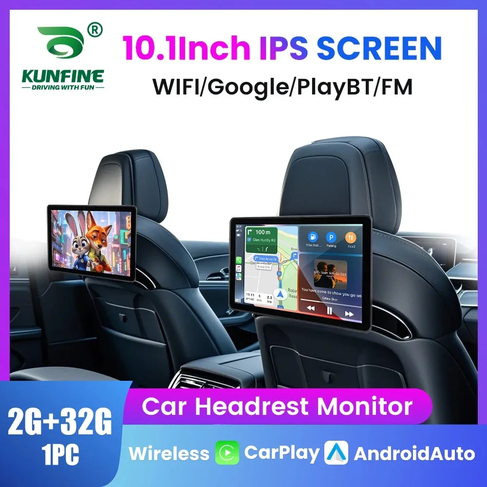 

10.1" Car Headrest Monitor Display IPS Android Tablet Touch Screen For Car Rear Seat Player Video Music Bluetooth Carplay 2G 32G