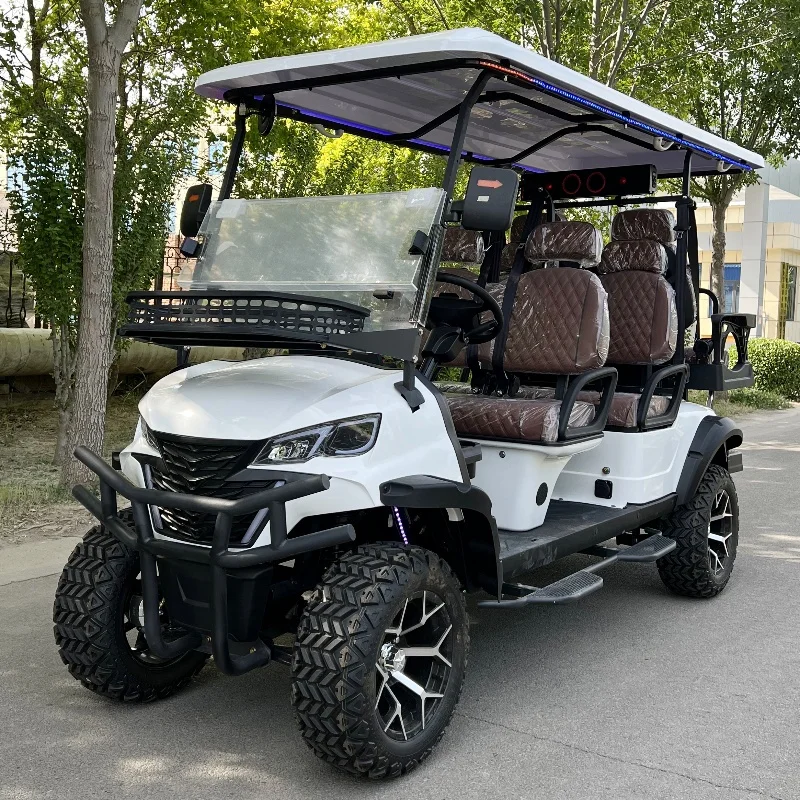 2026 New Off-Road Vehicle 6 Passenger New Gas Golf Cart and Electric Tourist Sightseeing Car with Cup Holder Storage Basket