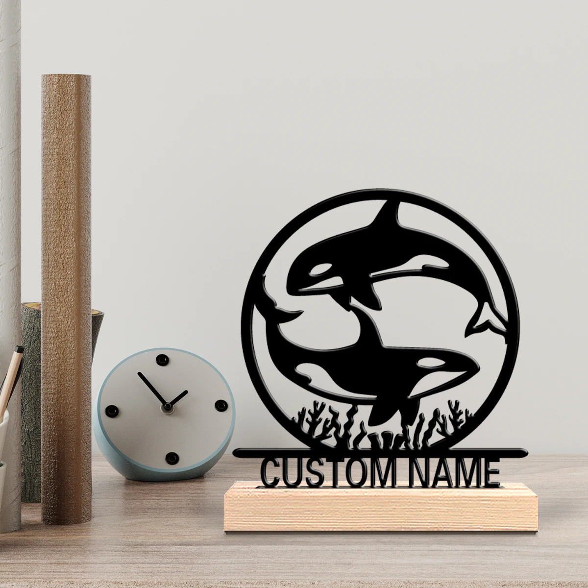 1pc Fashion Personalized Custom Orca Wooden Base Bar Decor for Kitchen Dining Room Modern Rustic Themes Halloween decorations view 3