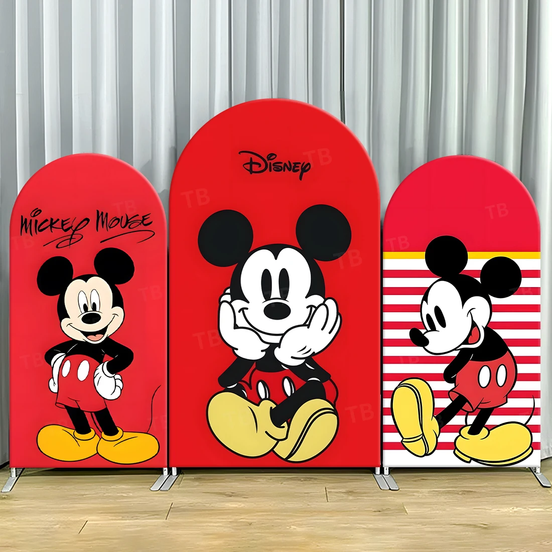 

TB Red Mickey Mouse Theme Arch Backdrop Cover for Kids Birthday Party Decoration Photograph Background Wall Baby Shower Props