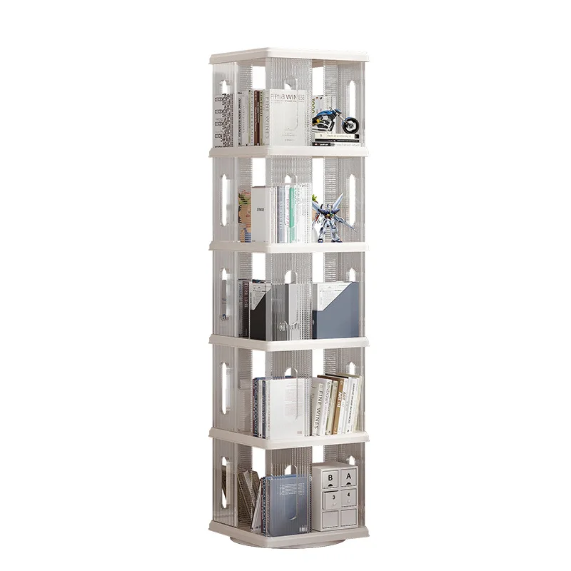 

Rotating bookshelf floor-to-ceiling shelf integrated simple multi-layer storage 360-degree bookcase movable children's storage