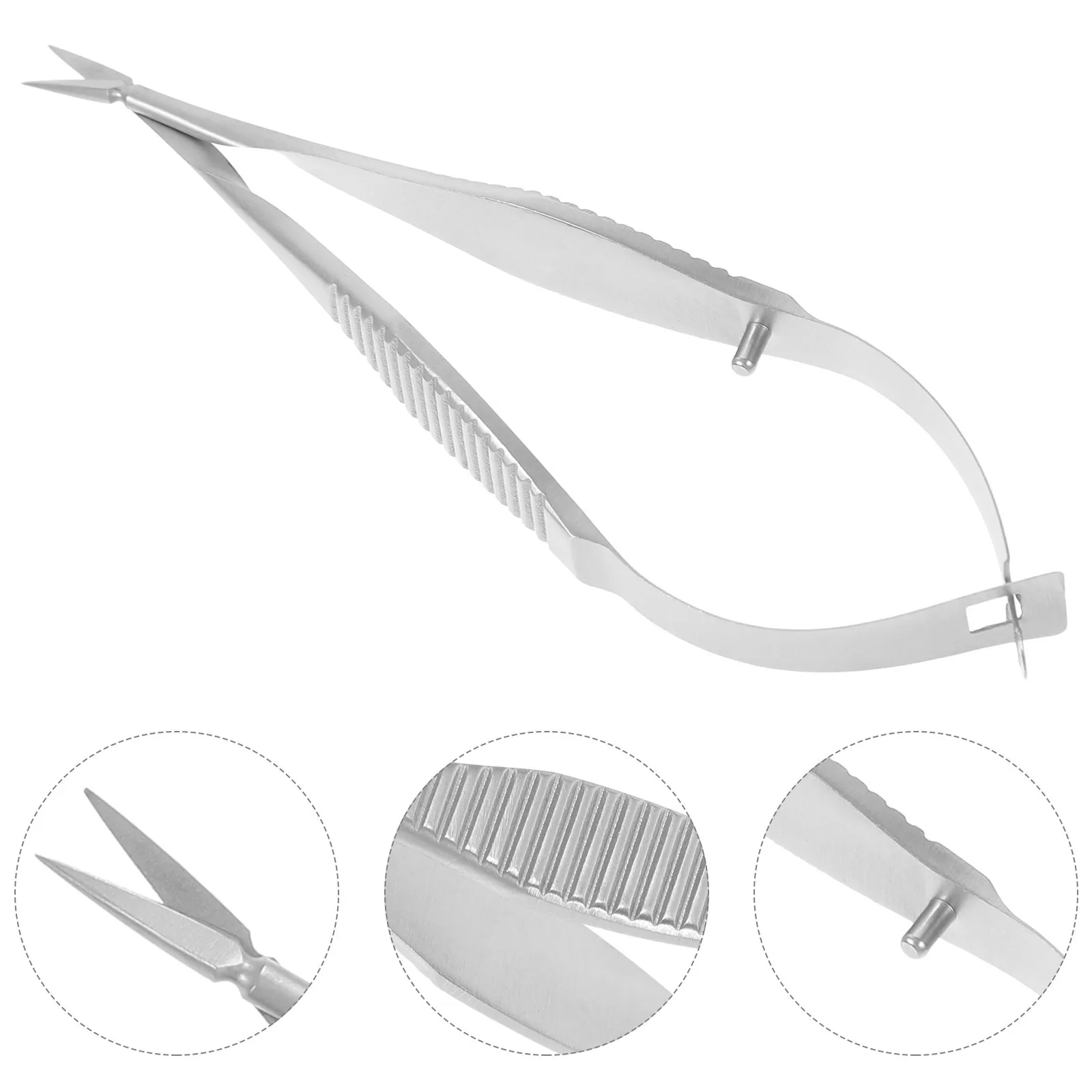 Nożyczki ze stali nierdzewnej z ostrym końcem, precyzyjne okulistyczne nożyczki do powiek i kanty, wielokrotnego użytku, metalowe narzędzie chirurgiczne klasy medycznej.