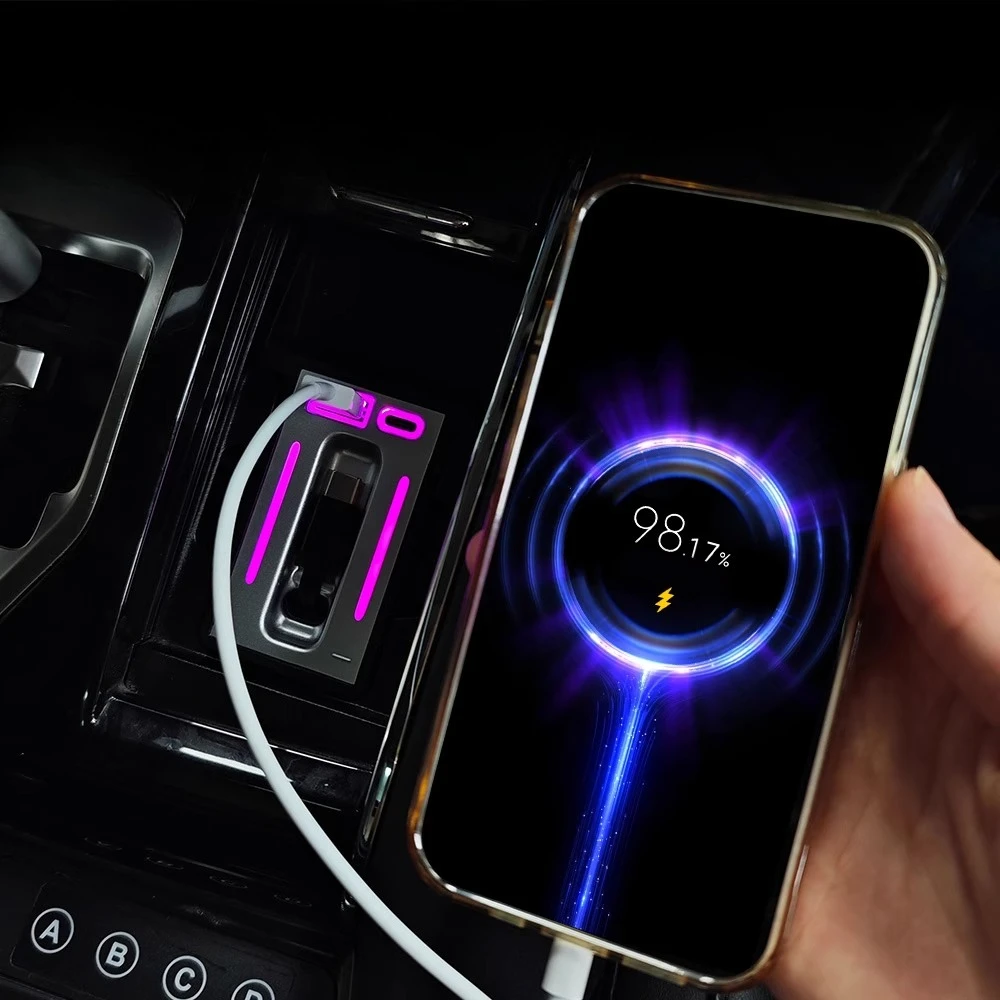 For Toyota Alphard 30 Series 2015-2022 Front Row Docking Station Quick Charging Cigarette Lighter Expansion Dock with Led Light