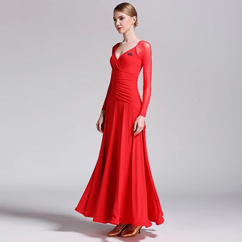 

Modern Dance Dress Dress Long Sleeve See-through Model National Standard Dance Uniforms Sorority Dance Uniforms Referee Uniforms