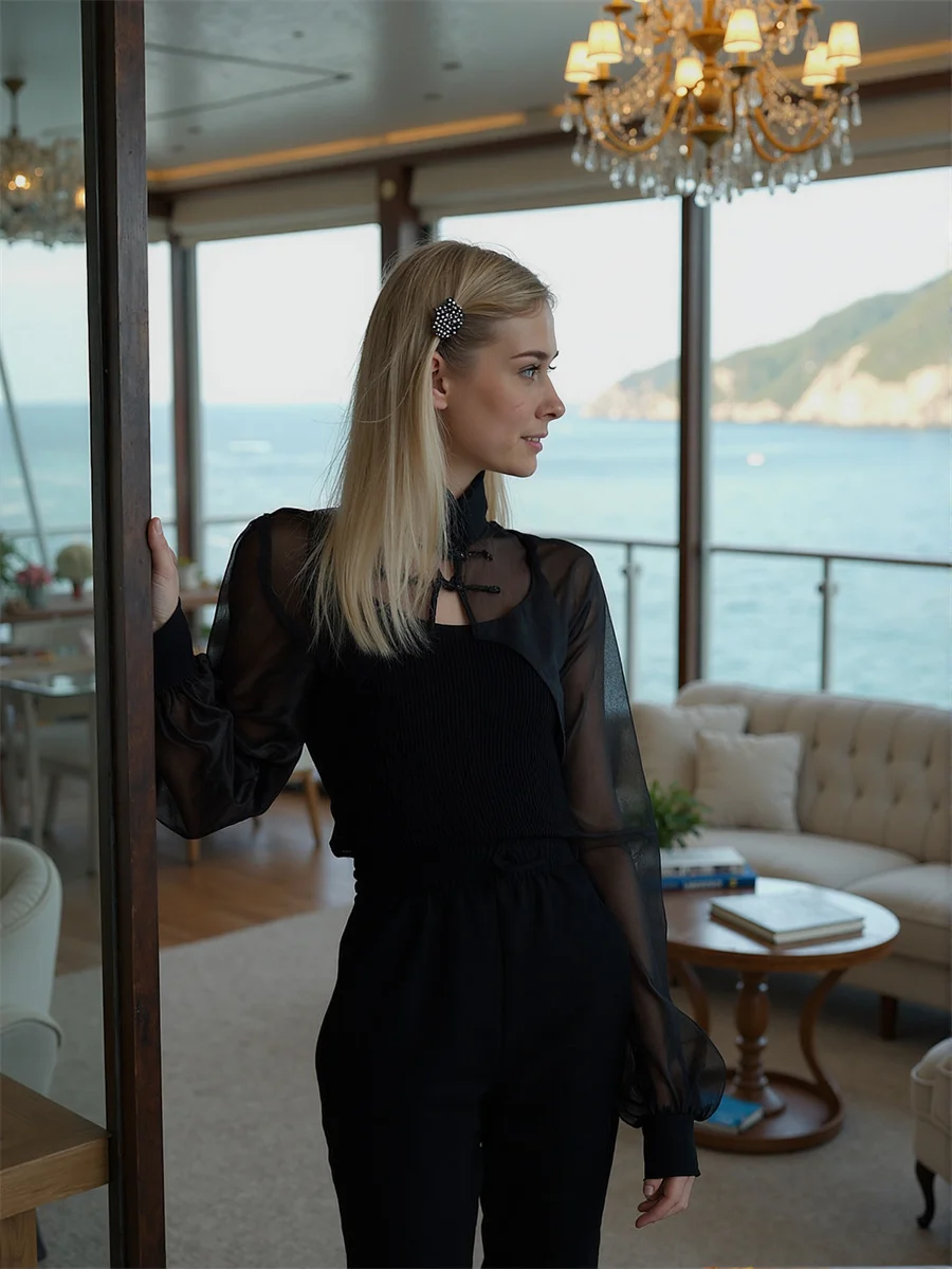 Long Sleeve Women Shirt Ladies Black Plaid Pattern Print Button Front Casual Preppy College Simple Basic Sweet Blouses Tops Plus