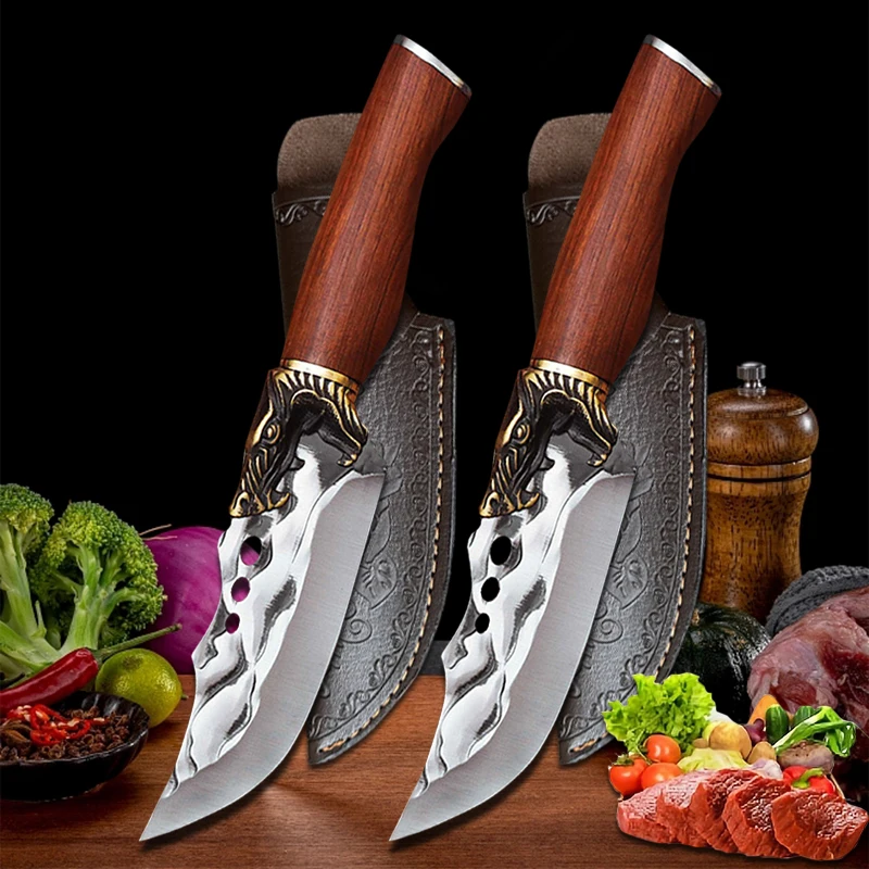 

Forged Boning Knife Handmade Utility Knife Stainless Steel Cleaver Portable Fishing BBQ Meat Cutter Chef Kitchen Knives