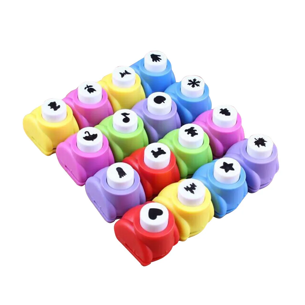 12Pcs Handheld Paper Craft Punch Set Easy Use DIY Embossing Tool for Artwork Cards Decorations Album Notebook Craft Paper