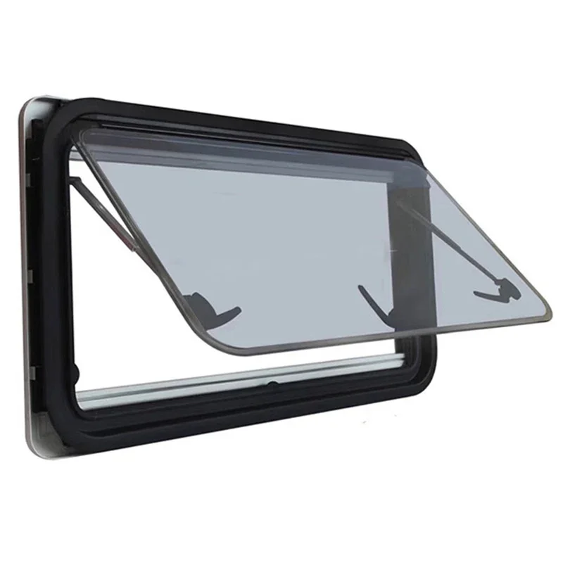 RV Windows Double-Layer Acrylic Glass Outward-Opening Windows with Blackout Curtains and Mosquito Screens Suitable for Iveco, Ma