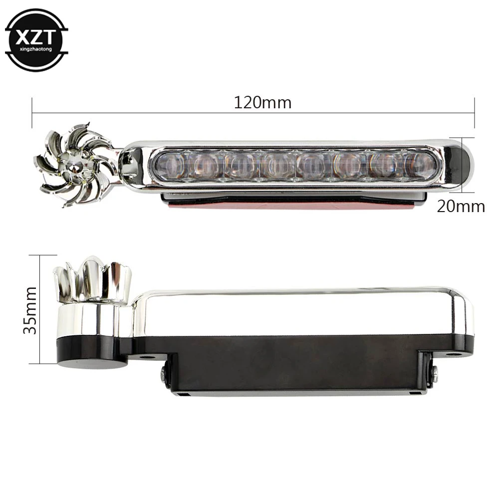 Auto Headlamp COB Fog Light Bulb Wind Powered 8 LED Car DRL Decorative Lamp with Rotation Fan No Need External Power Supply