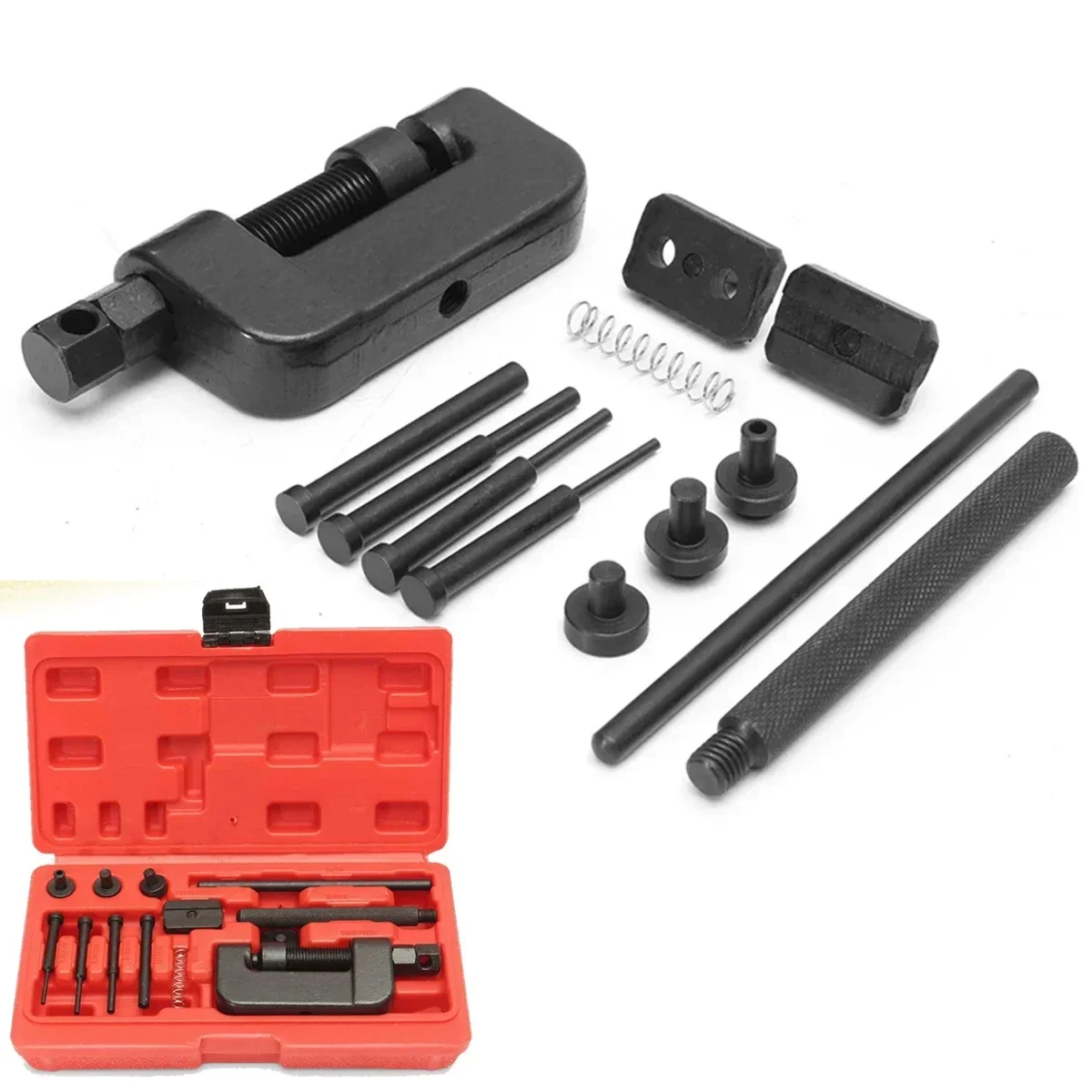 

Мотоциклетный велосипедный выключатель цепи, инструменты для снятия звеньев цепи, резак, разветвитель, заклепочник, набор инструментов для ремонта клепальной стали, хром-ванадиевая сталь