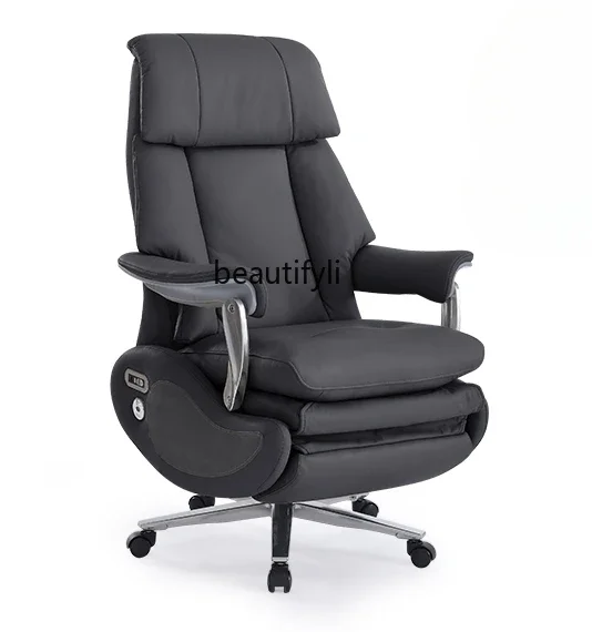 Genuine Leather Executive Chair Office Computer Chair Ergonomic Comfortable Reclining Office Electric Massage Chair furniture