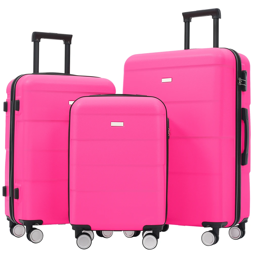 

3Piece Hardshell Luggage Sets Double Spinner Wheels Suitcase with Handle Password Lock, Lightweight 20"+24"+28" Luggages