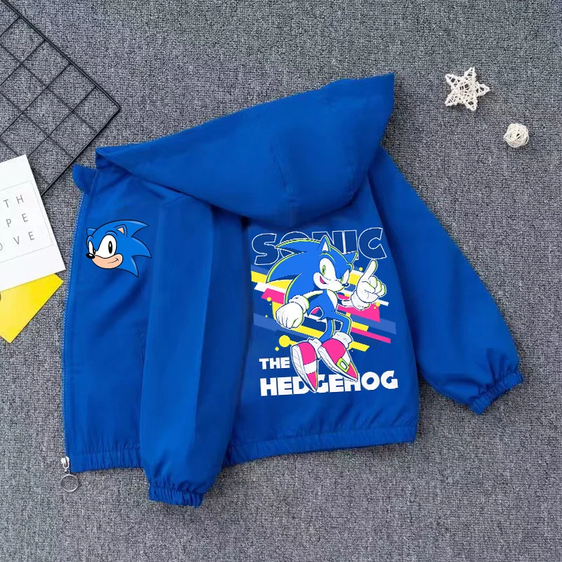 

Sonics Child Spring Jacket Boys Girls Thin Clothes Comfortable Cartoon Anime Graphic Print Coats Streetwear Birthday Party Gifts
