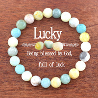Lucky Bracelet Natural Amazonite Stone Bracelet for Women Men Amethyst Tiger Eye Aventurine Agates Stone Beads Jewelry Pulsera