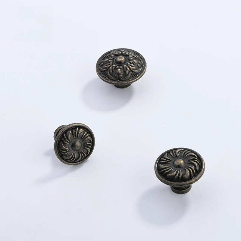 Antique brass Vintage Round Flower Furniture Cabinet Cupboard Dresser Chest Closet Drawer Door Window Handle Pull Knob