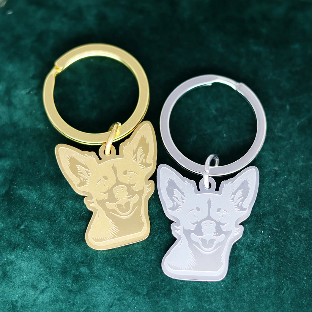 Stainless Steel Chihuahua Lovely Animal Dog keychain For Women Punk Jewelry Handmade Fashion Jewelry keychain