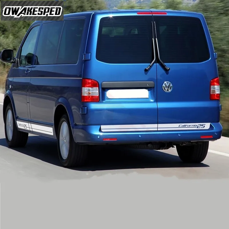 3pcs Car Door Side Sticker For-Volkswagen Caravelle T4 T5 Van Camper California 25 Edition Sport Stripes Auto Body Trunk Decals