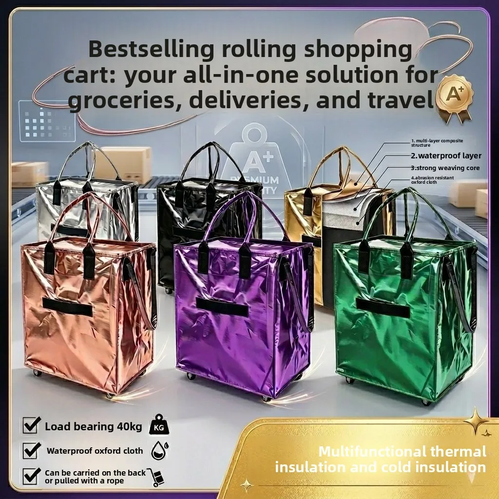 Foldable Wagon Cart with Wheels Large Capacity Utility Cart for Grocery Shopping Outdoor Travel Heavy Duty Luggage Hauler Totel