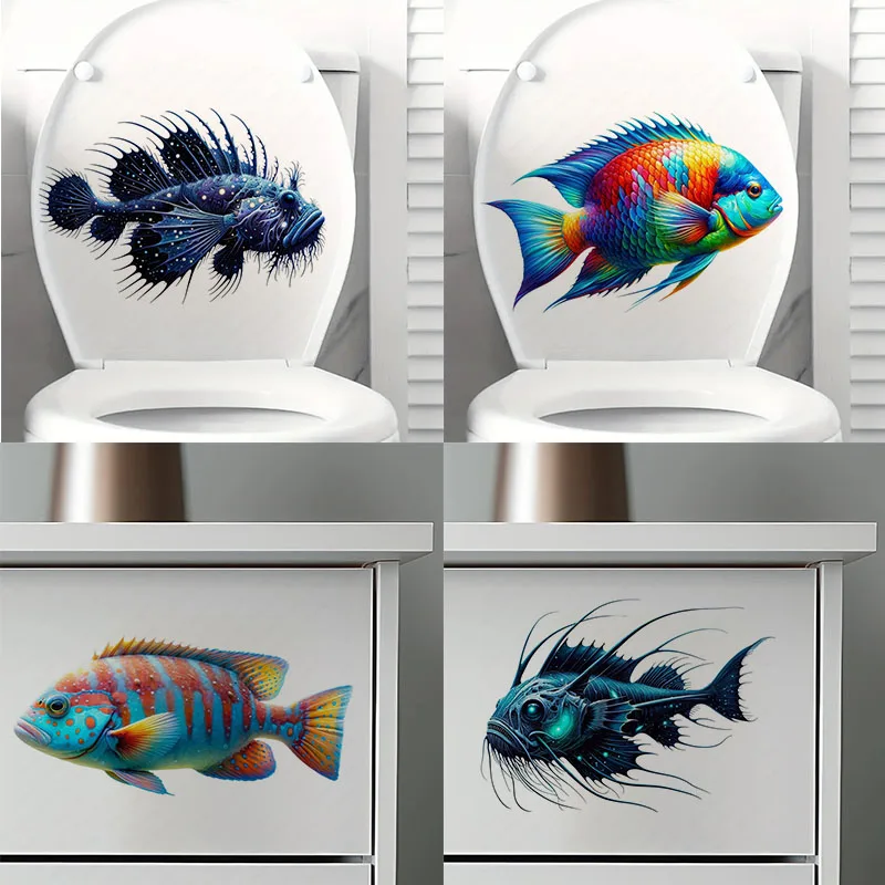 

Ocean Fish Toilet Stickers Decoration for Living Room, Wall, Bedroom, and Home Decor Car Decals Self-Adhesive