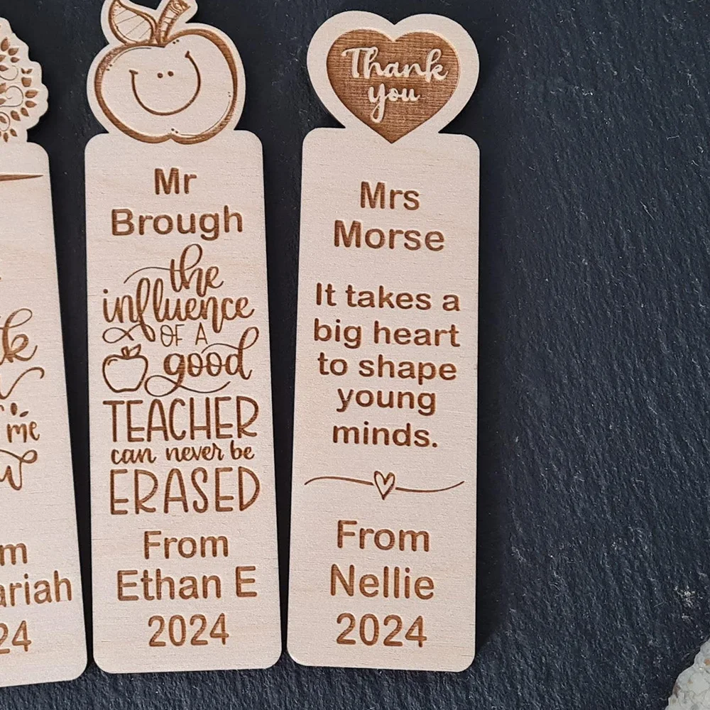 علامة مرجعية للمعلم الخشبي المخصص قطعة واحدة، هدية عيد الميلاد للمعلم، هدية قراءة لمحبي الكتب، نهاية المصطلح هدية شكرًا لك