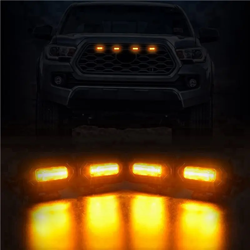 40PCS Car LED Front Grill Lights External Grill Lamp Smoke Amber Light Car Accessories-A08Q