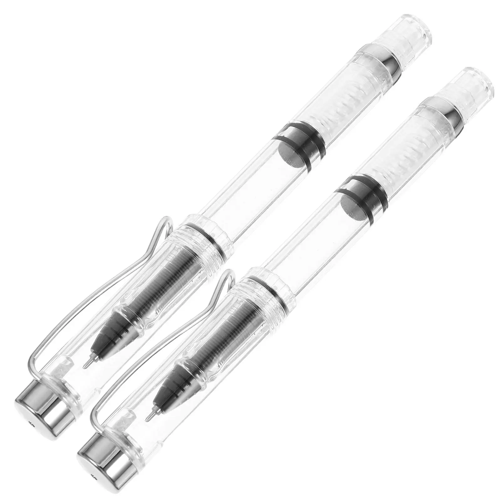 

2Pcs Ink Pen Smooth Writing Middle Capacity Piston Filling Pen Students Office School Calligraphy Portable Calligraphy Ink Pens