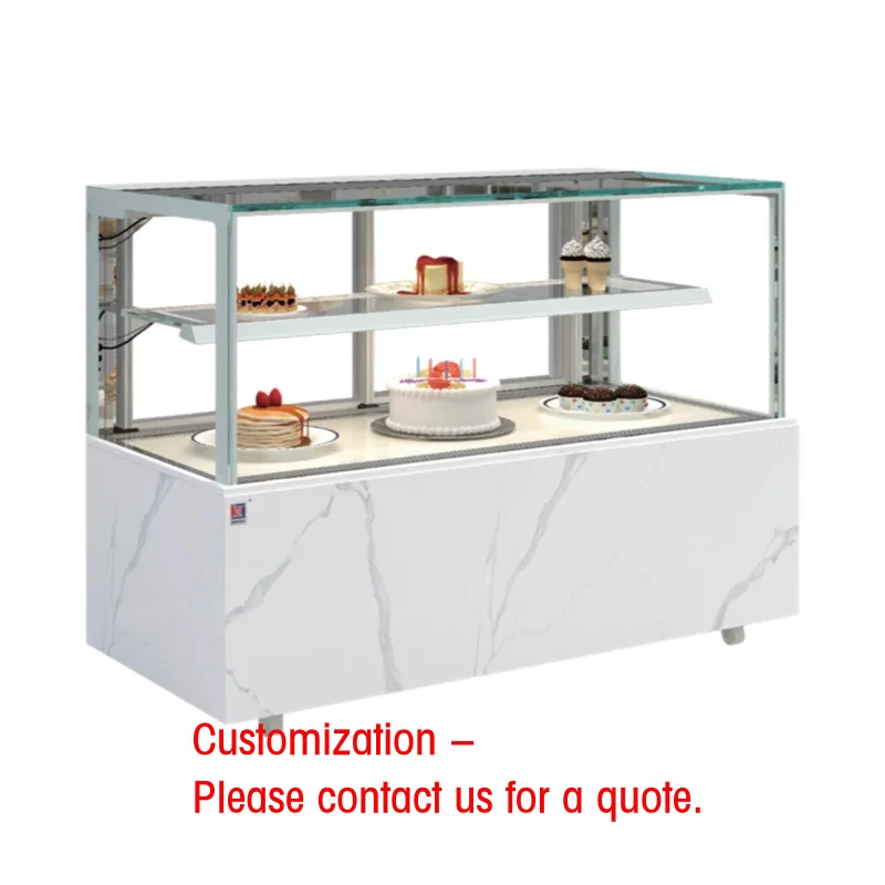 

custom.Commercial Single Layer Glass & Marble Cooling Cake Display Showcase | Refrigerated Display Bakery and Dessert Sh