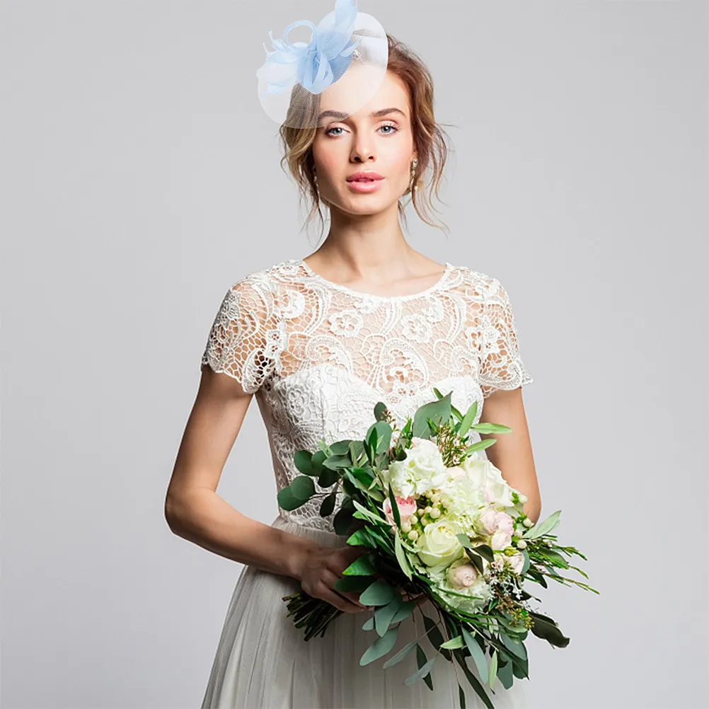 Chapeau Fascinator de Mariée en Voile de Gaze, Mini Chapeau Haut de Forme, Voile, Pince à Cheveux, Accessoire de Coiffure pour Mariage et Tea Party, Coiffe de Mariée