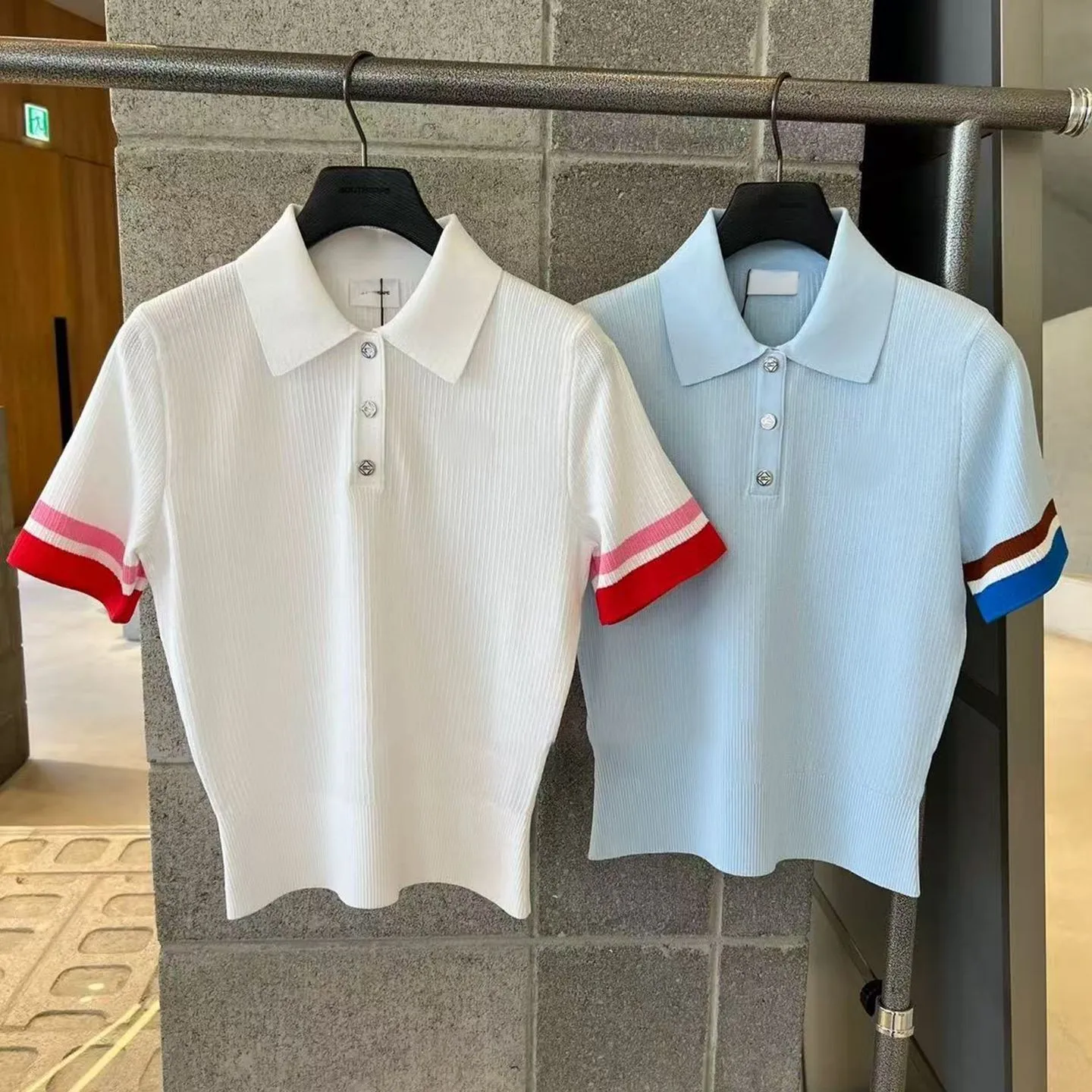

Women's Golf Clothing: Fitted, Stretch, Slimming, Versatile Knit Short-Sleeve T-Shirt Polo Shirt