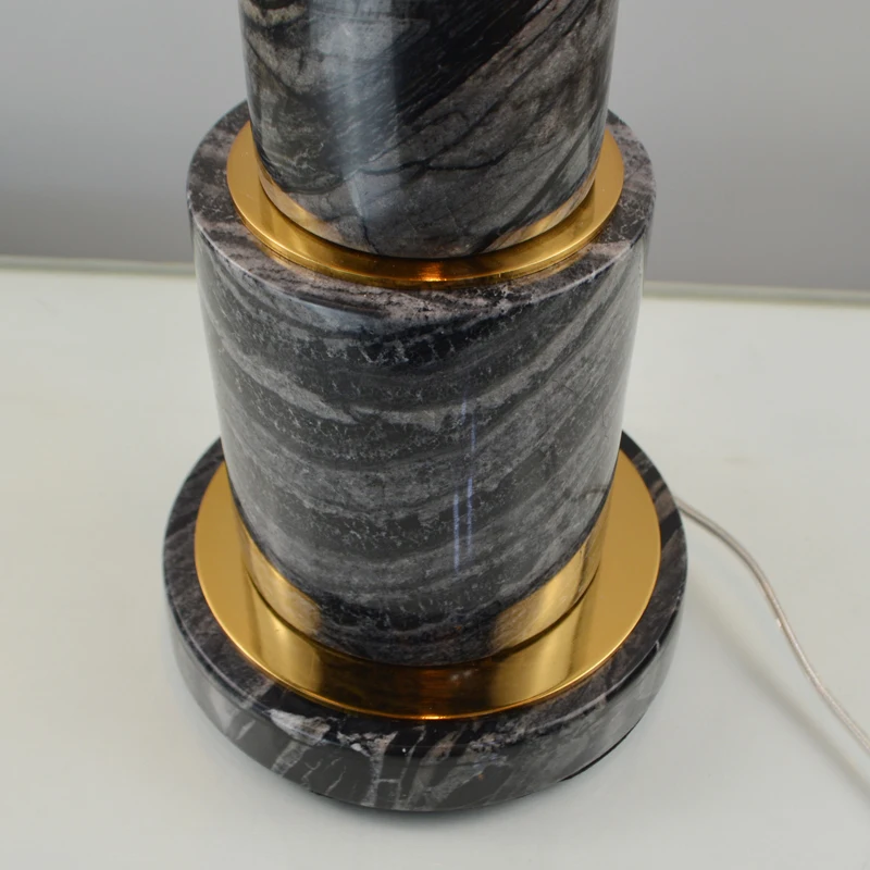 Antique Interior Table Lamp Brass Black Marble