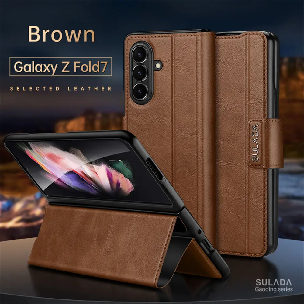 

Элегантный простой кожаный магнитный флип-чехол для Samsung Galaxy Z Fold7 Business Full Cover