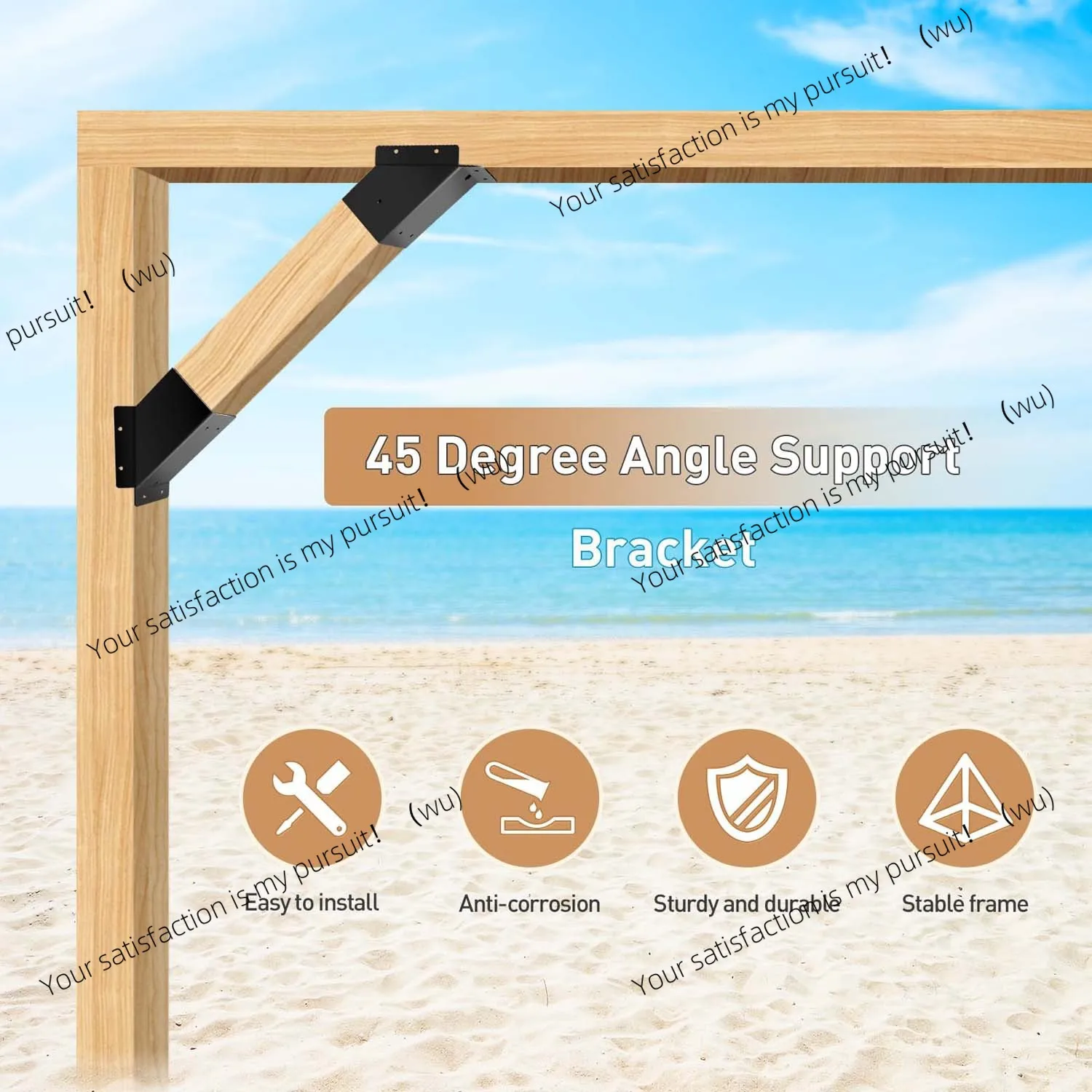 ZOCI-Outdoor Gazebo Bracket 45-degree Angle Support Frame, Heavy-duty Wooden Pillar Connector DIY Rust-proof Gazebo Bracket