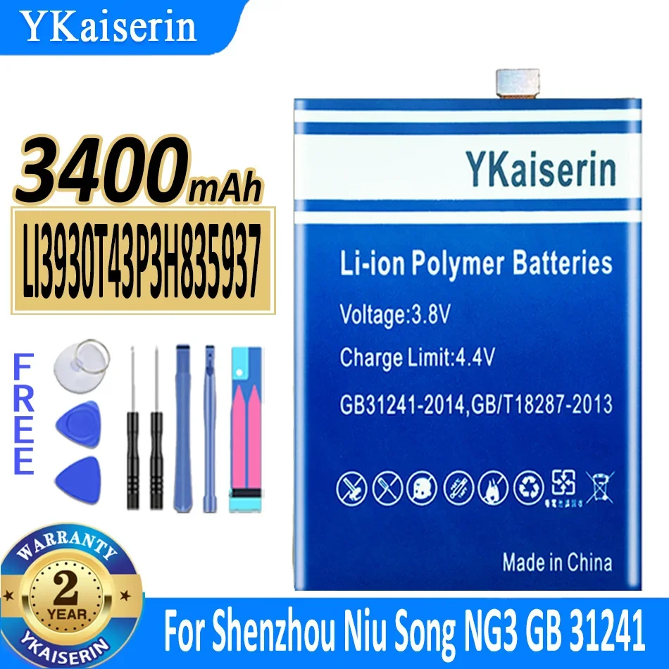 

3400mAh YKaiserin Battery LI3930T43P3H835937 For Shenzhou Niu Song GB NG3 31241 Batteria