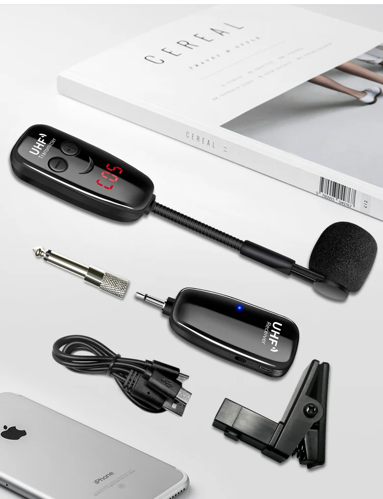 XIAOKOA UHF Wireless Instruments Saxophon-Mikrofon, kabelloser Empfänger, Sender, 160 Fuß Reichweite, Plug-and-Play, ideal für Trompeten – Detail 9