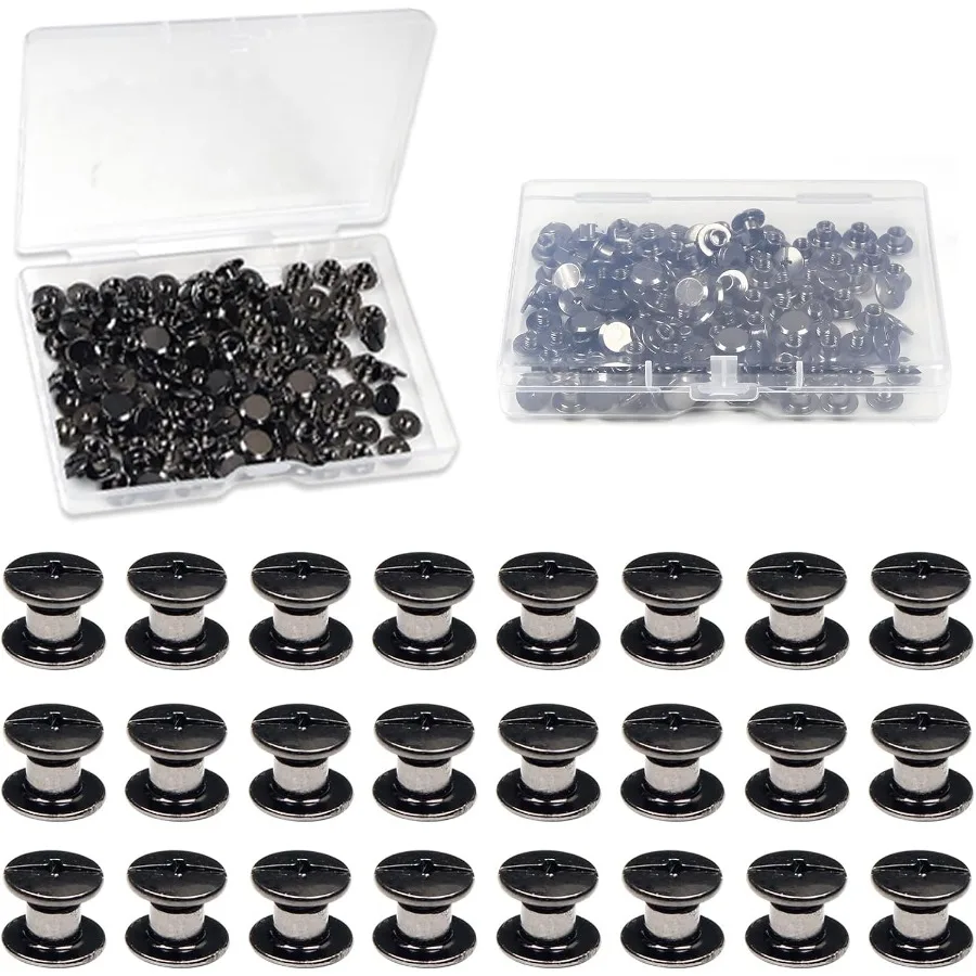 

55 Sets 4mm Chicago Screws Post Binding Screw M5x4mm Carbon Steel Cross Head Screw 1 6 ih for DIY Repair Leather Craft Belt Bag