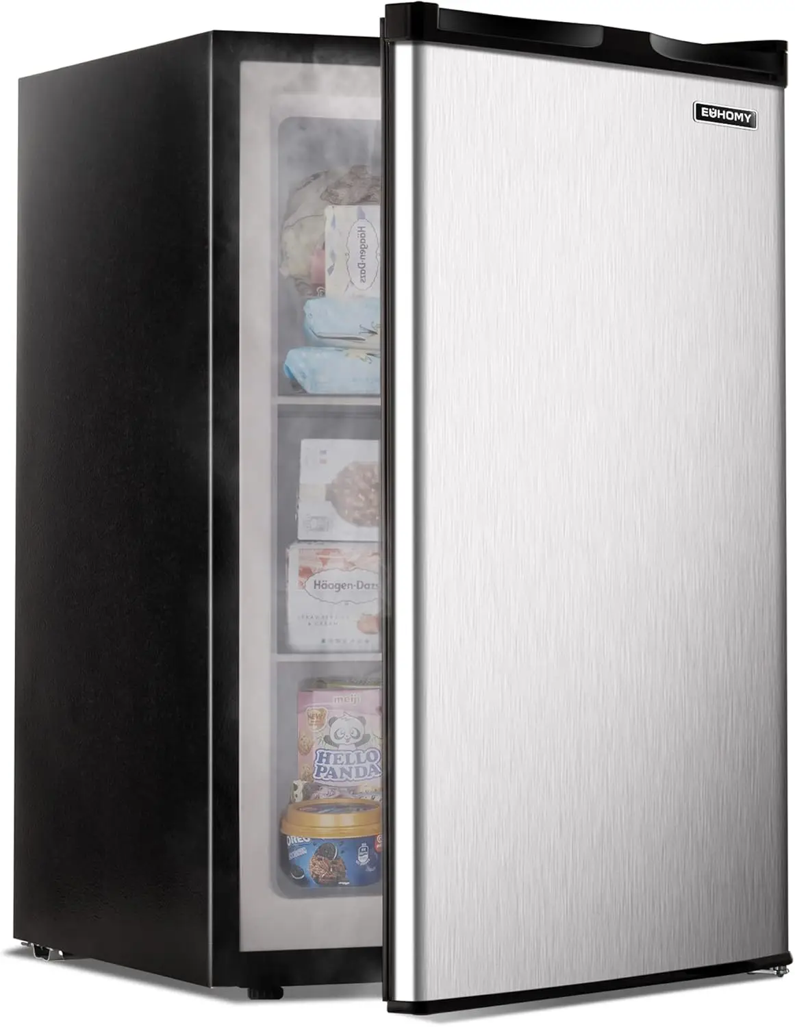 

EUHOMY Upright freezer, 3.0 Cubic Feet, Single Door Compact Mini Freezer with Reversible Stainless Steel Door, Small freezer for